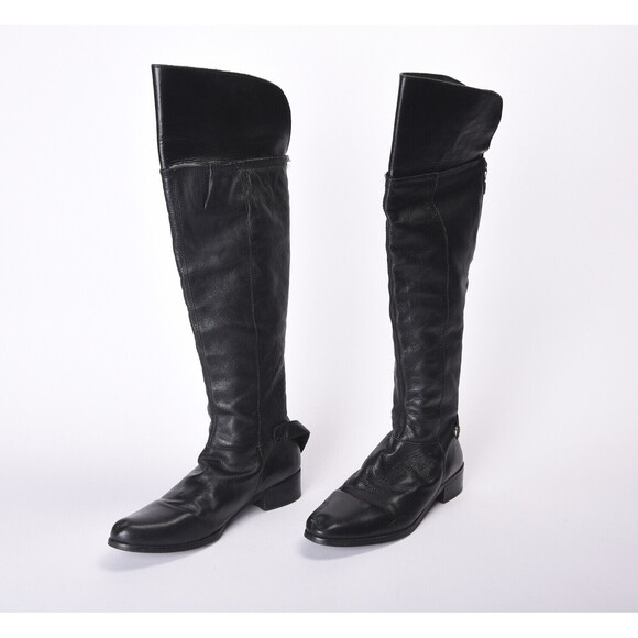 ​Unbranded Black Leather Thigh High Back Zip Boots Size EU 40/US 9 - Picture 1 of 3